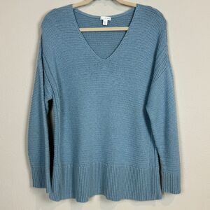 Pure J. Jill Blue Cashmere Blend V-neck Sweater PL